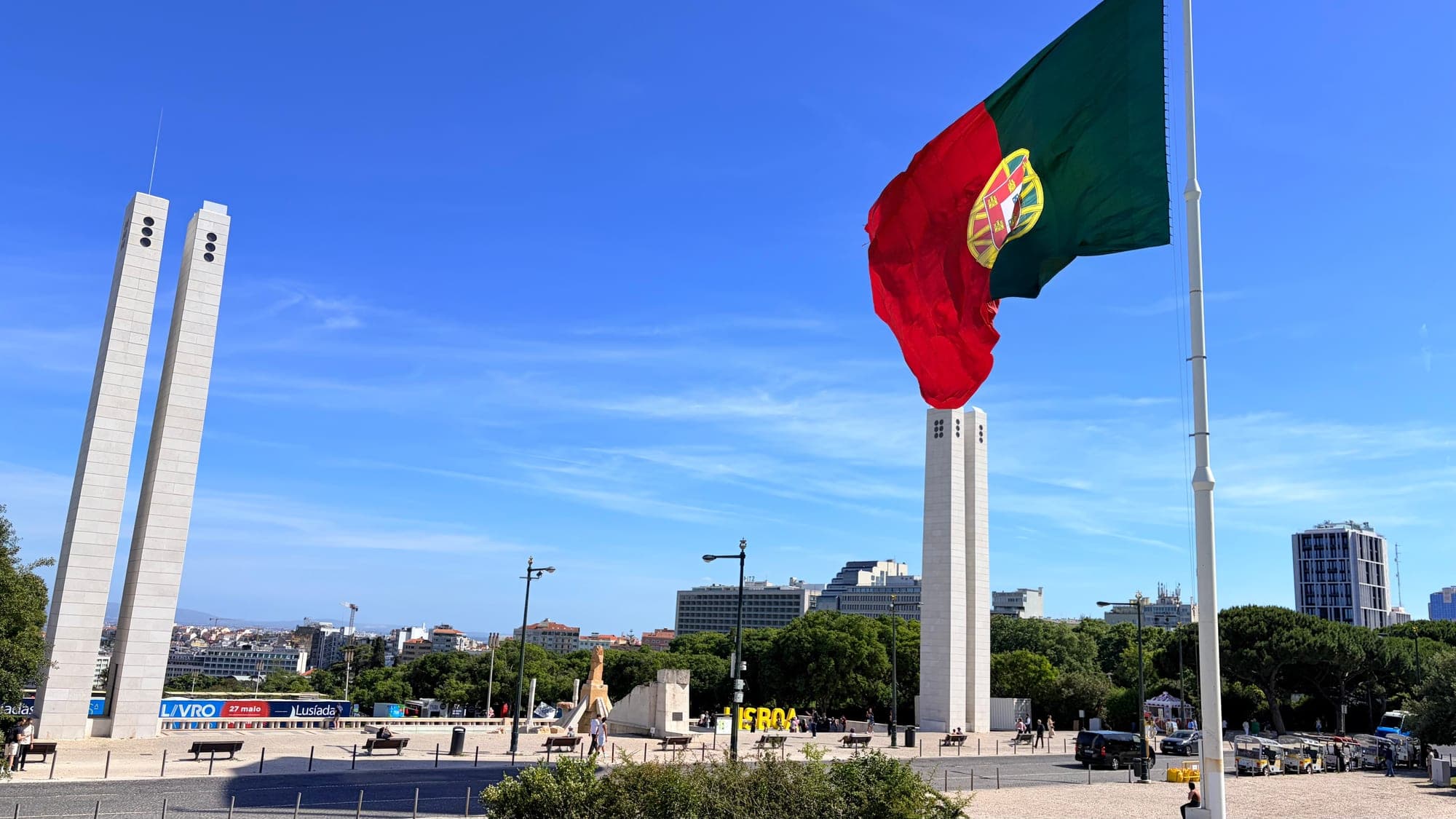 Bandeira de Portugal no Parque Eduardo VII, em Lisboa